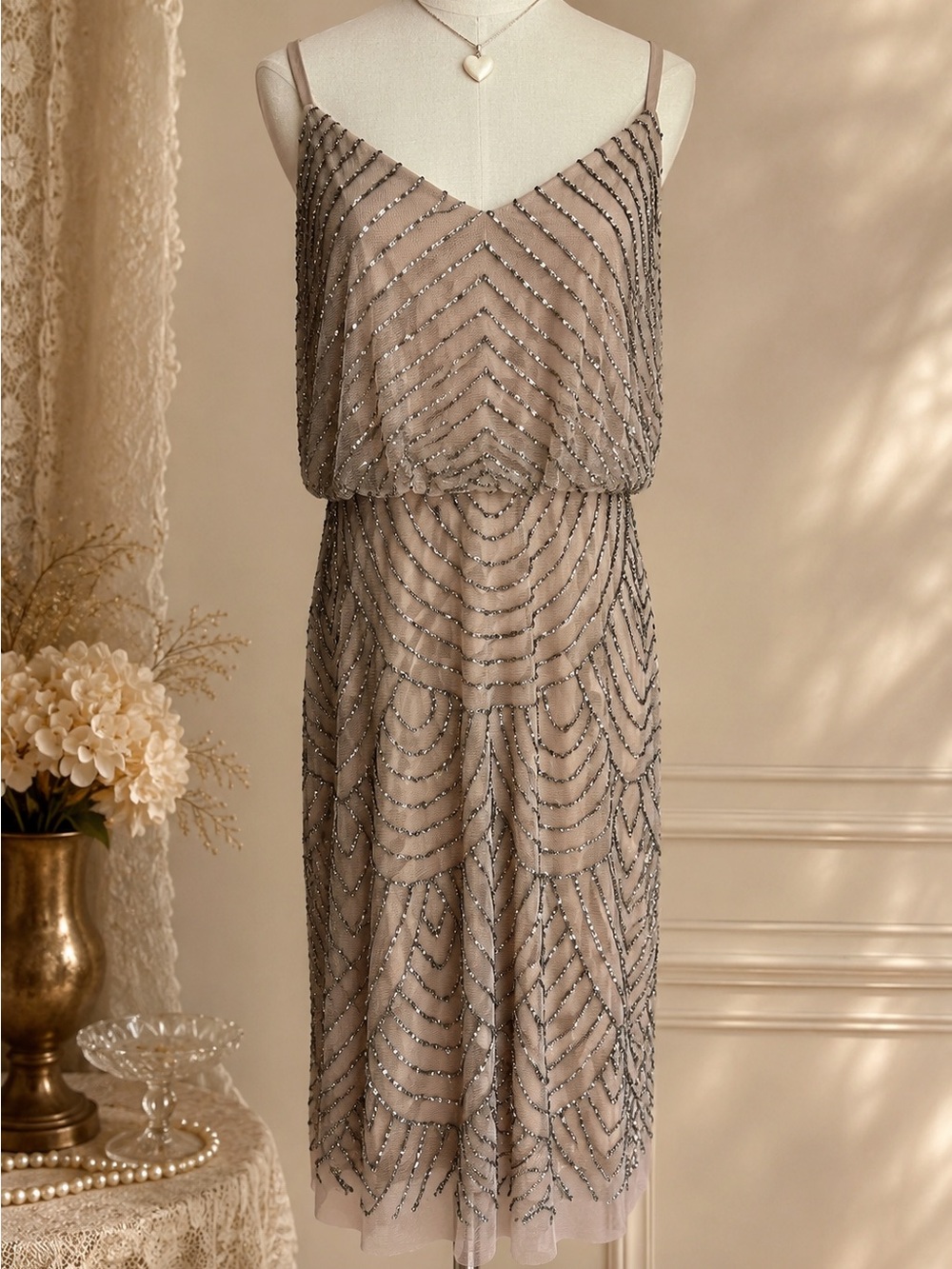 Adrianna Papell Vintage Beaded Cocktail Dress